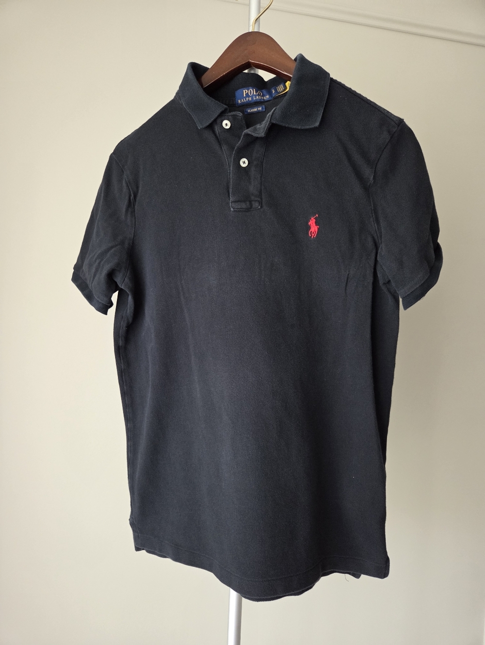 Ralph Lauren Polo Classic Fit Black  Short-Sleeve MensShirt with Red Logo Sz.S/P
